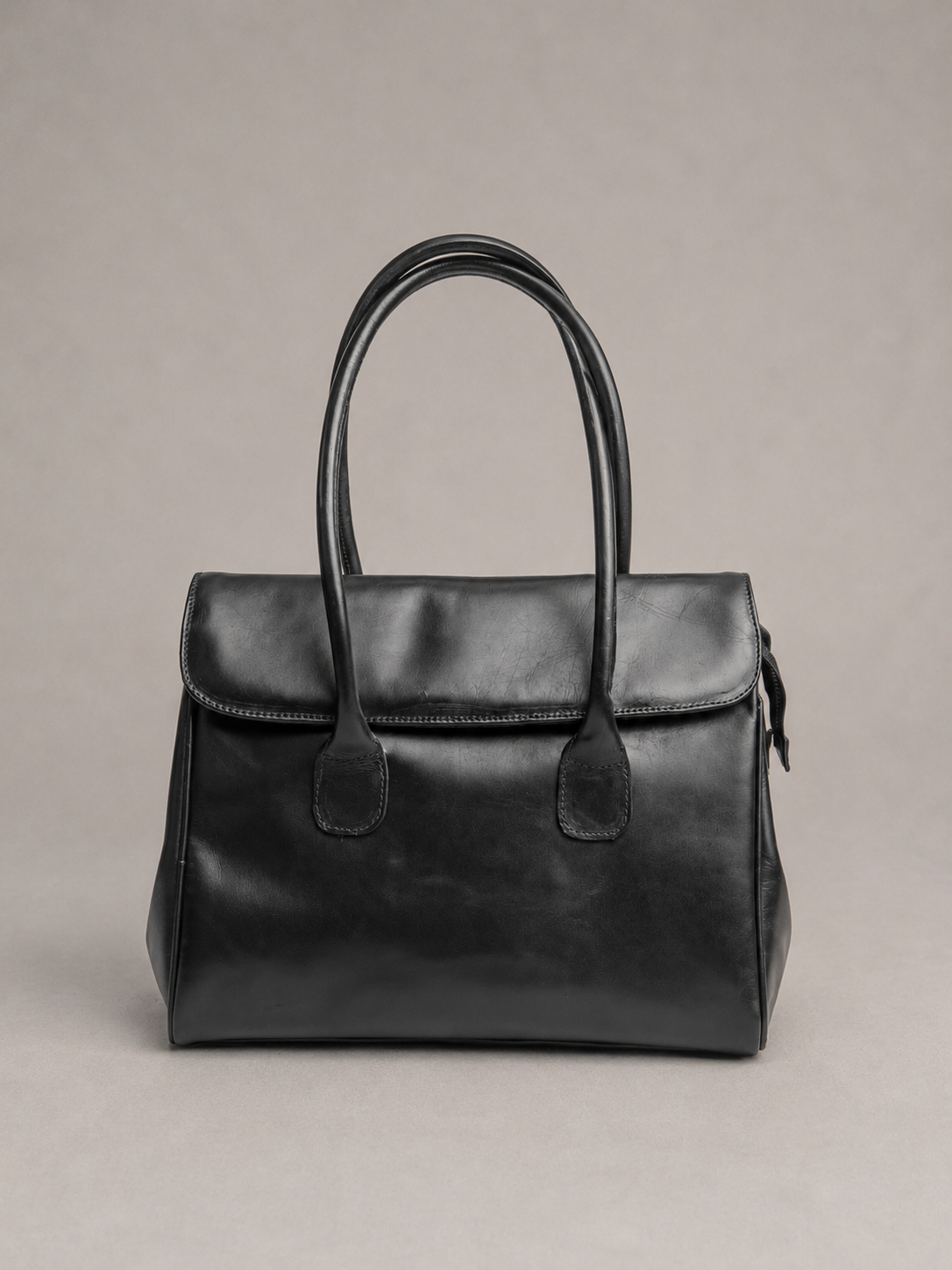 Cartera Cuero Genuino Laura Negra