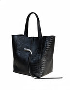 Cartera de Cuero Genuino Cecilia Negro Croco