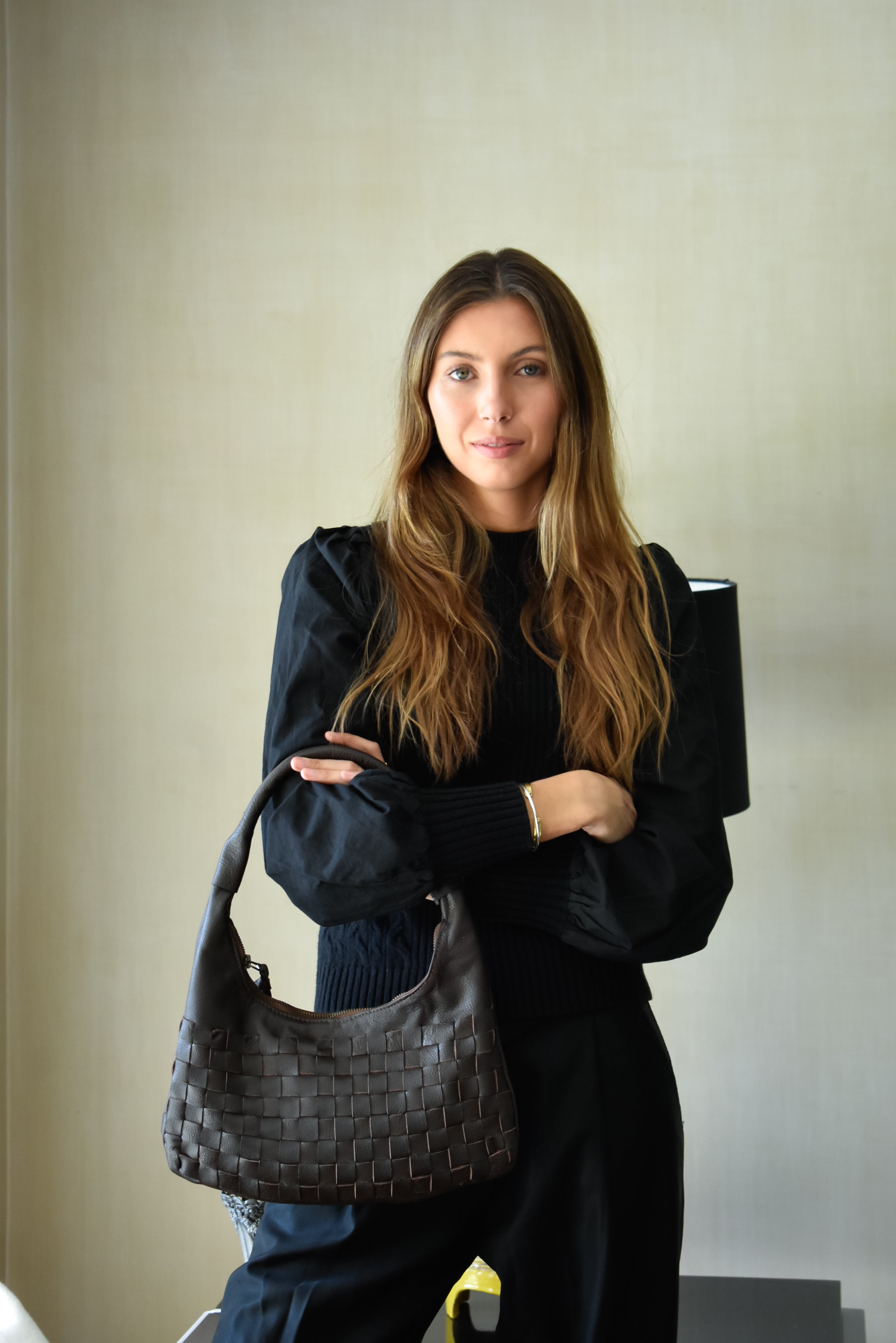 Cartera de Cuero Genuino Macarena Mini Chocolate