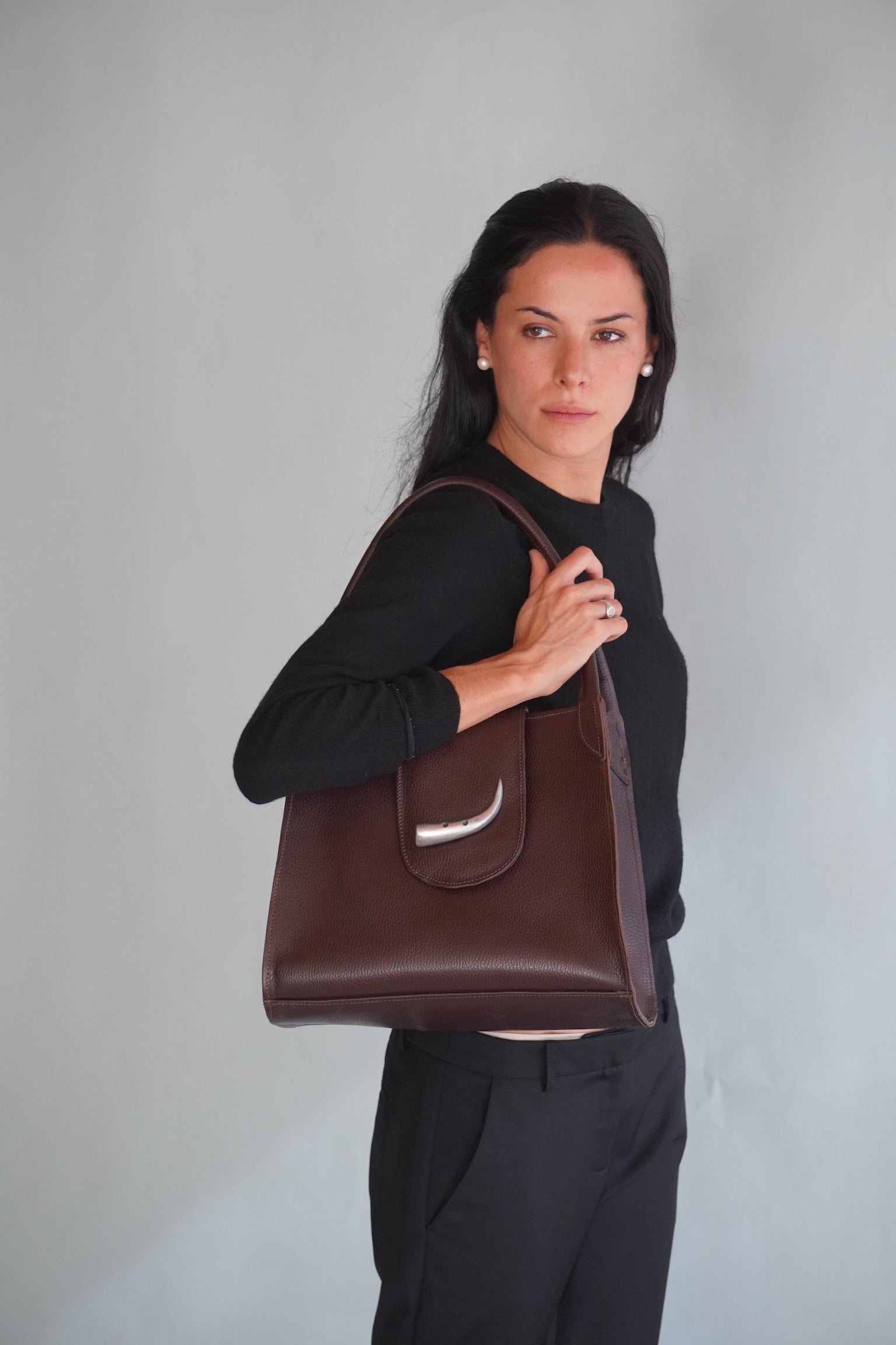 Cartera de Cuero Genuino Teresita M Chocolate