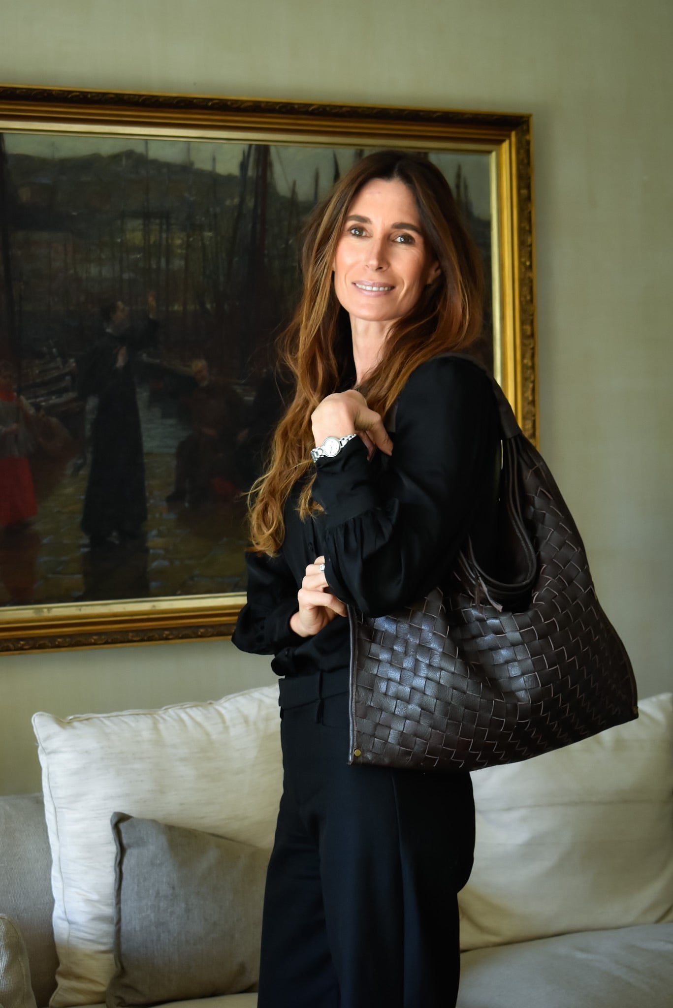 Cartera de Cuero Genuino Macarena Midi Chocolate