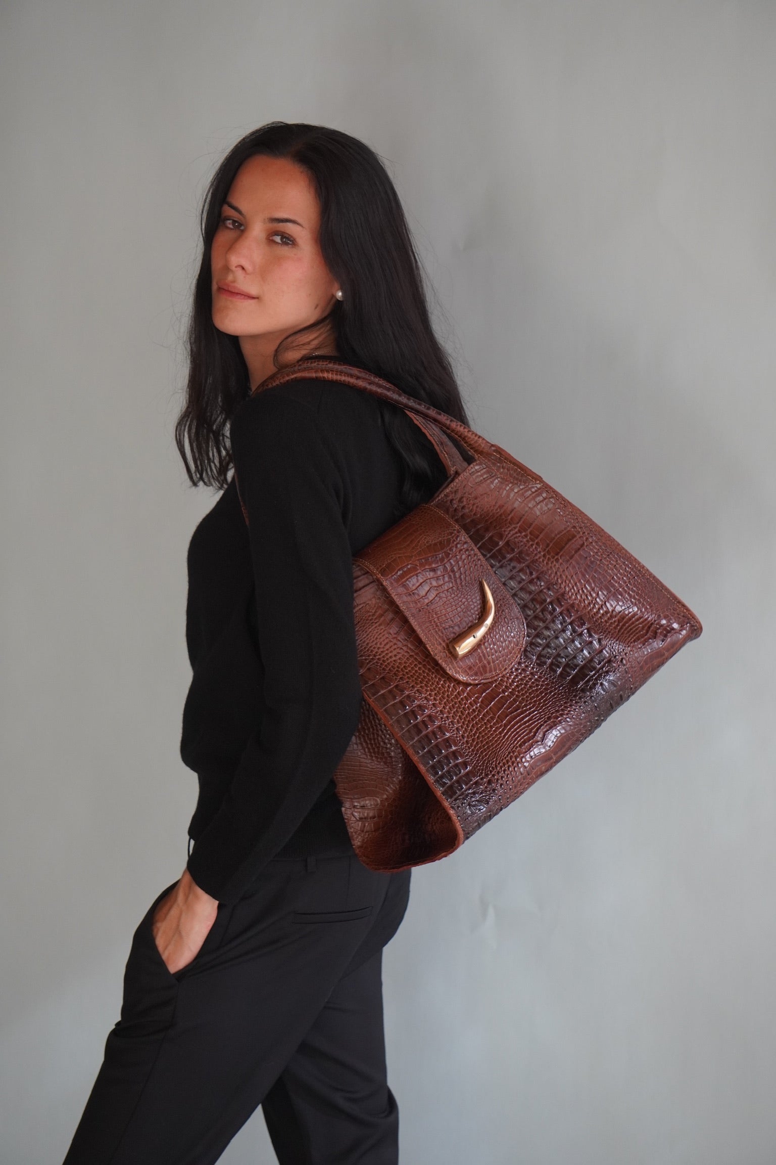 Cartera de Cuero Genuino Teresita CR Café