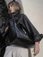 Cartera de Cuero Genuino Elisa Negro
