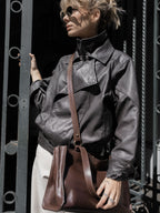 Cartera de Cuero Genuino Amalia Chocolate