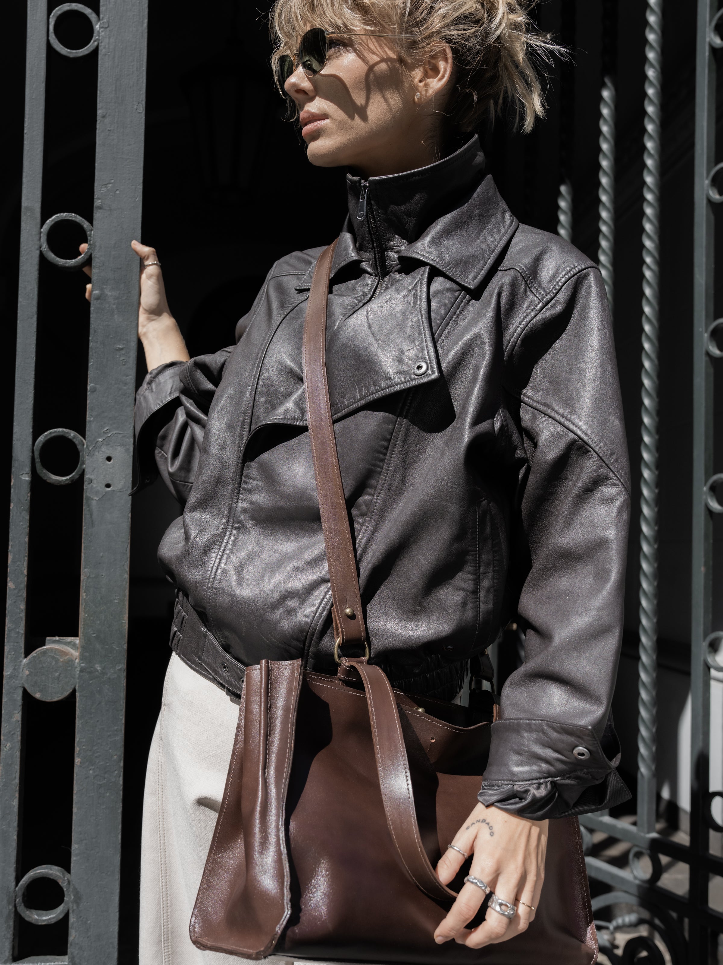 Cartera de Cuero Genuino Amalia Chocolate