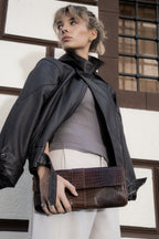 Cartera de Cuero Genuino Valentina CR Café