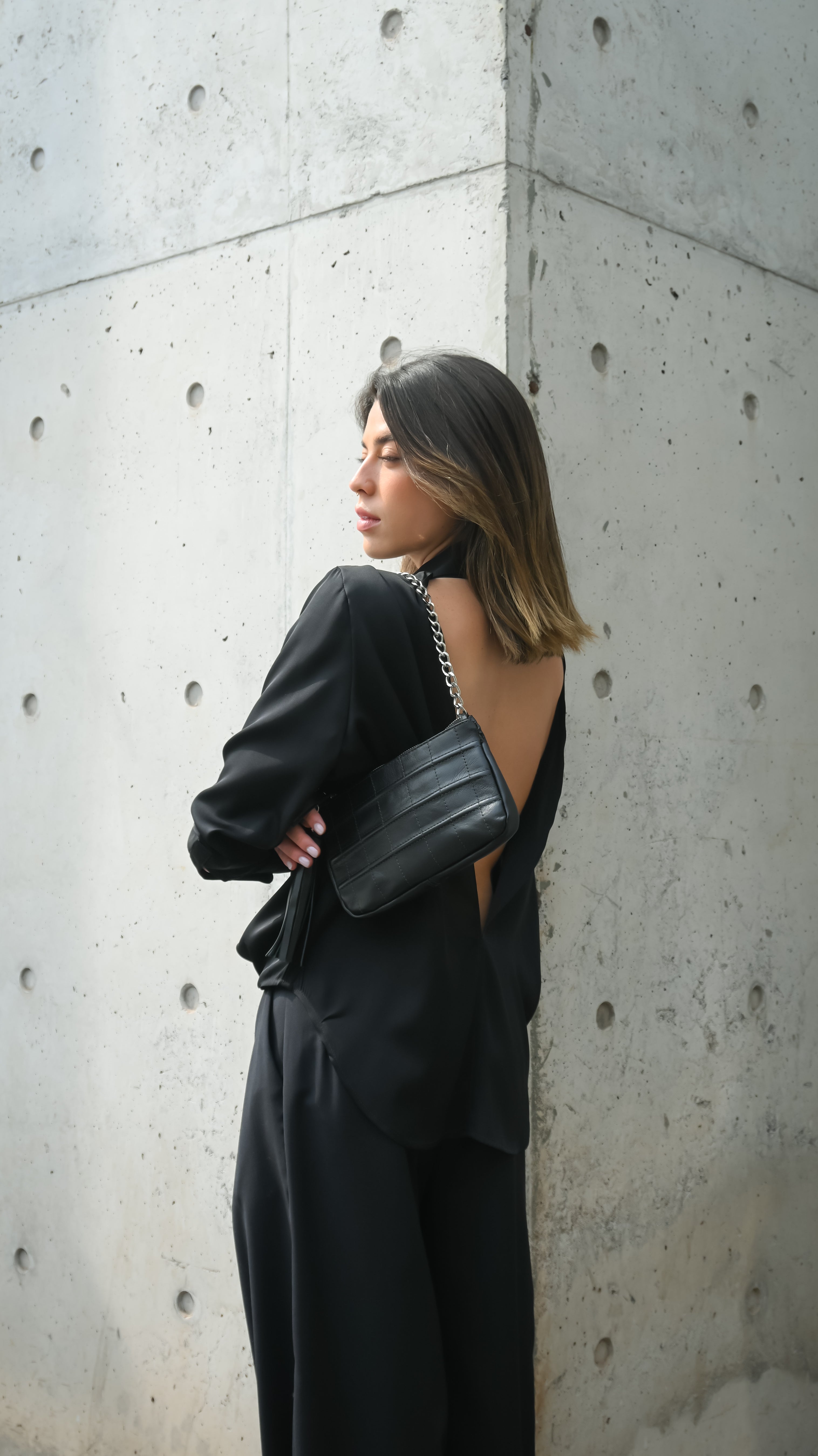 Cartera de Cuero Genuino Victoria Negro