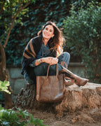 Cartera Cuero Genuino Elena Chocolate Grande