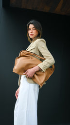 Cartera de Cuero Genuino Clara Maxi Camel