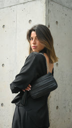 Cartera de Cuero Genuino Victoria Negro