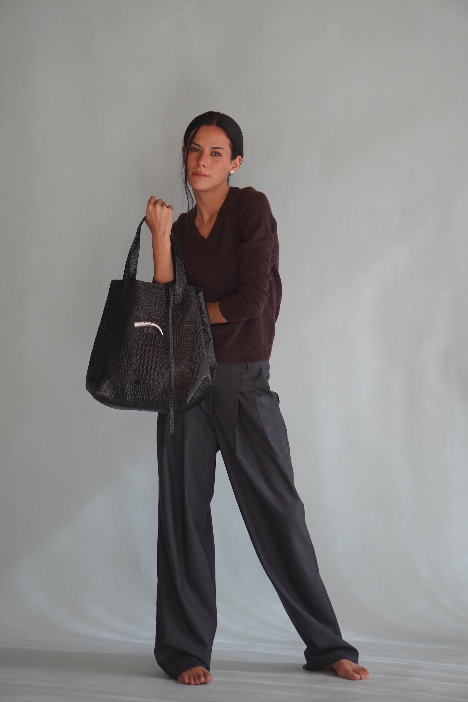 Cartera de Cuero Genuino Cecilia CR Negro