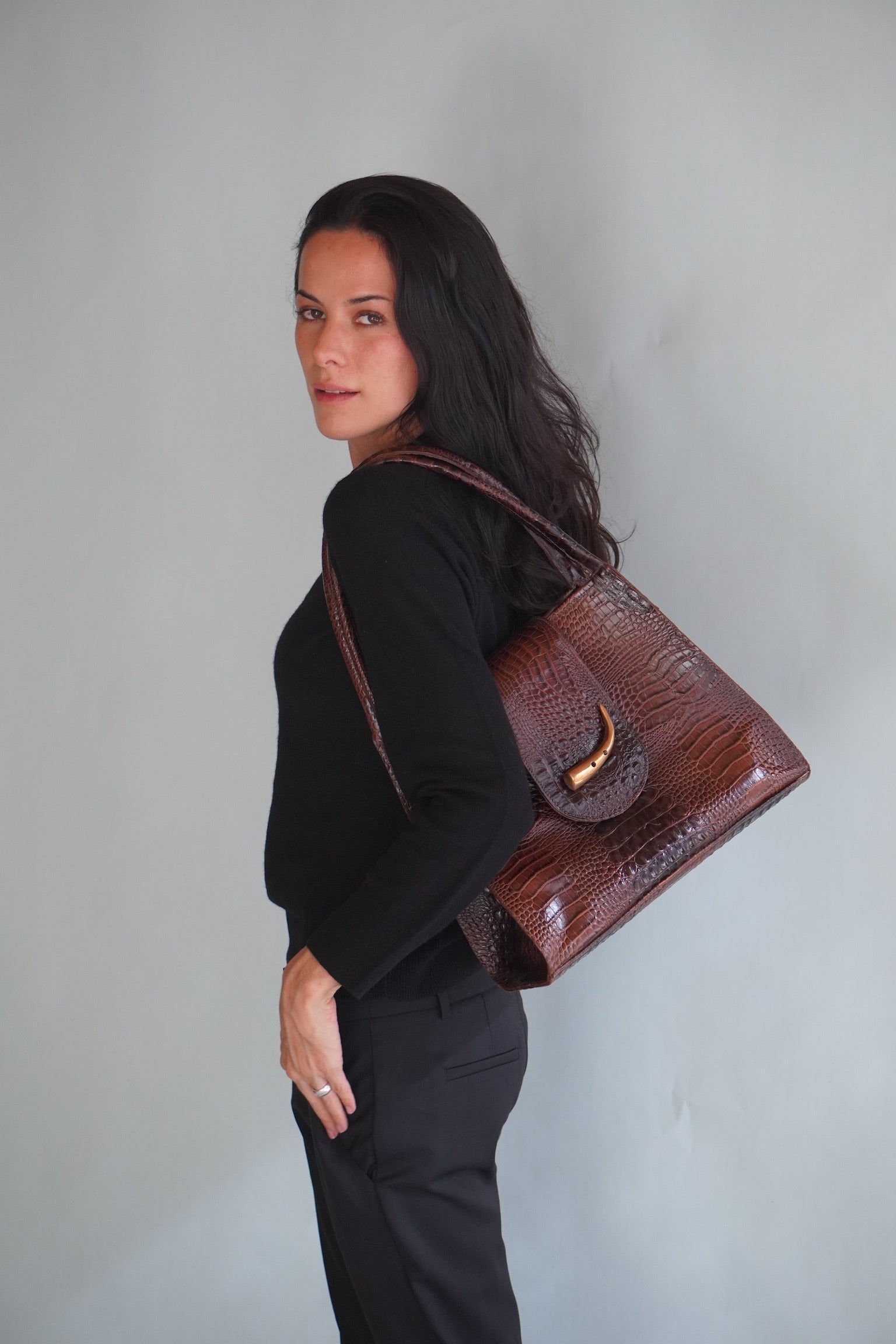 Cartera de Cuero Genuino Teresita M CR Café