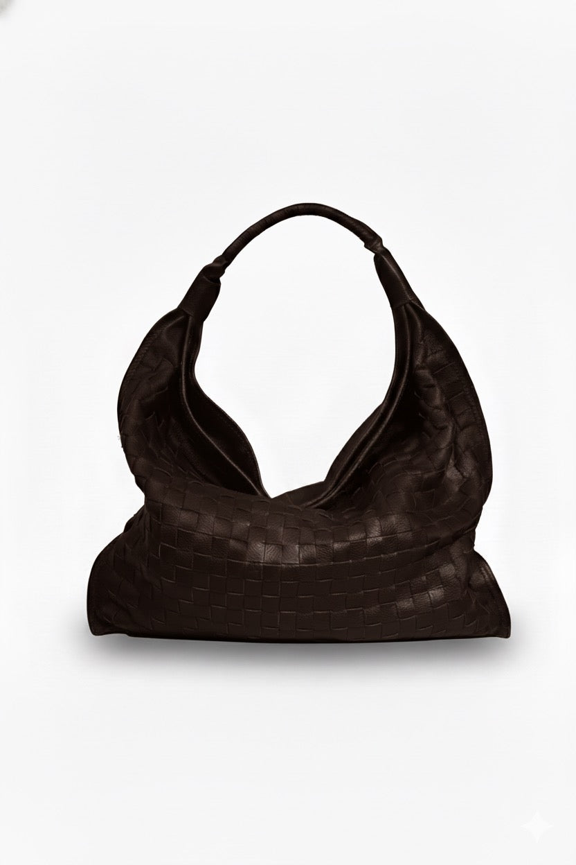 Cartera de Cuero Genuino Macarena Midi Chocolate