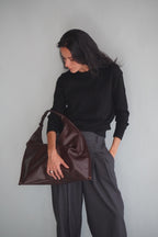 Cartera Cuero Genuino Clara Midi Chocolate