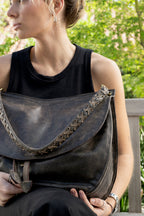 Cartera Cuero Genuino Margarita Taupe Grande