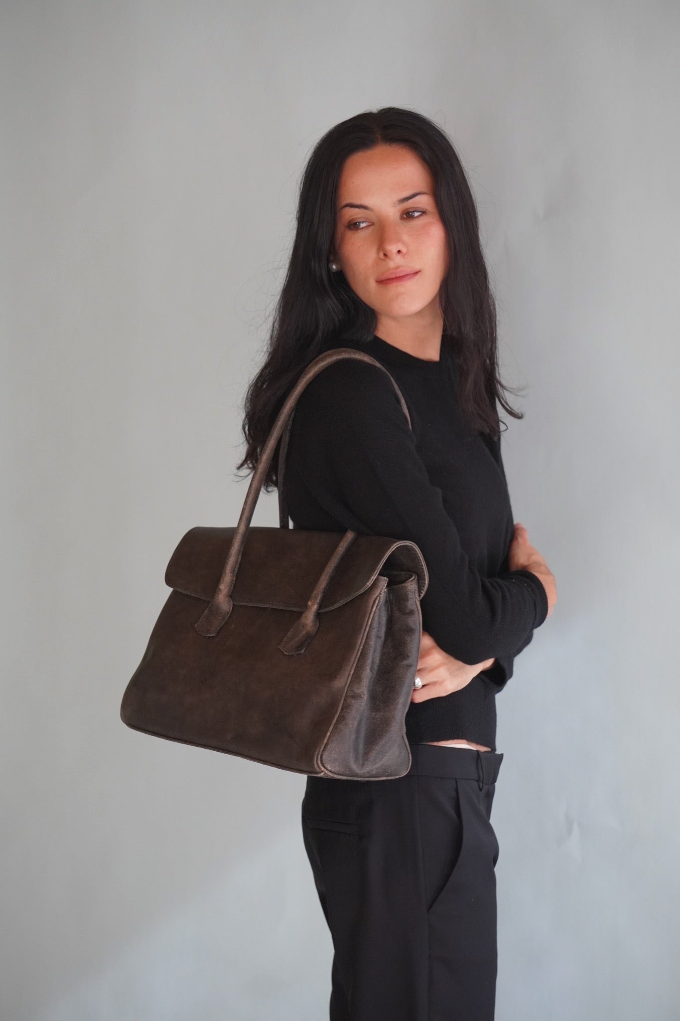 Cartera Cuero Genuino Laura Taupe