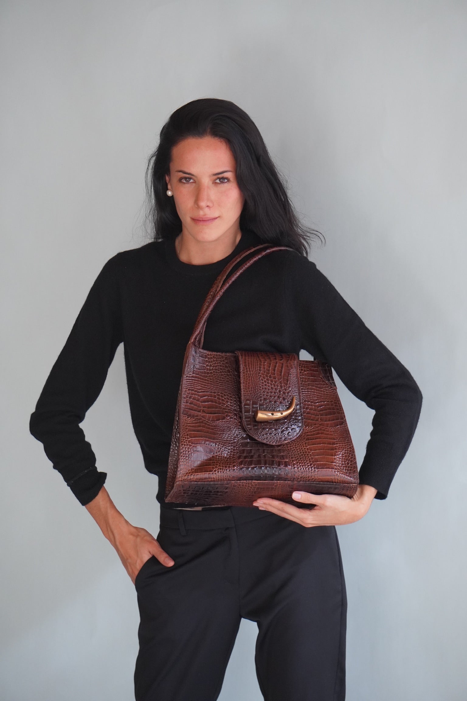 Cartera de Cuero Genuino Teresita M CR Café