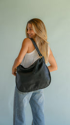 Cartera de Cuero Genuino Carola Negro