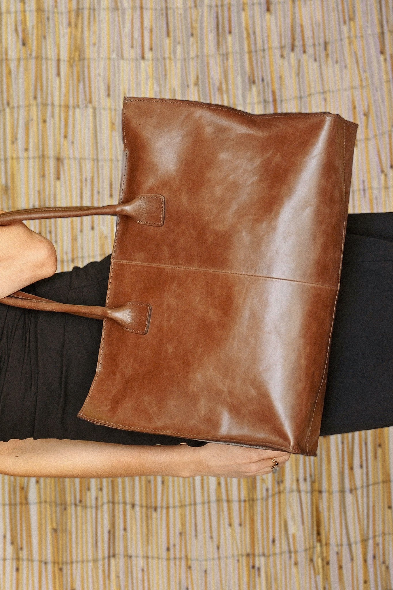 Cartera  Cuero Genuino Elena Chocolate Grande