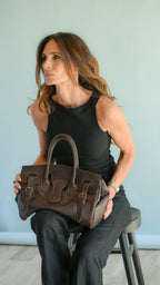 Cartera de Cuero Genuino  Paz Chocolate