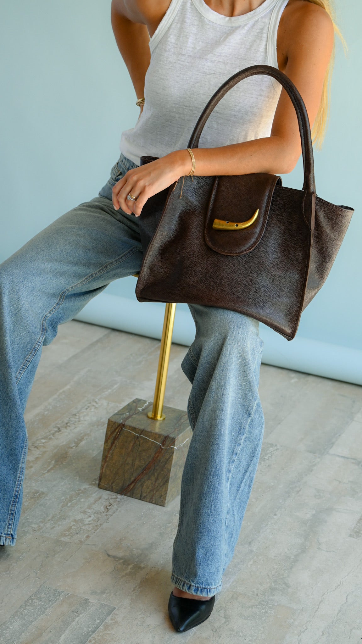 Catera de Cuero Genuino Teresita M Chocolate