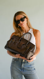 Cartera de Cuero Genuino  Paz Chocolate