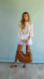 Cartera de Cuero Genuino Carola Camel