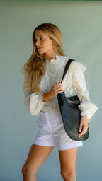 Cartera de Cuero Genuino Carola Negro