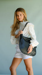 Cartera de Cuero Genuino Carola Negro