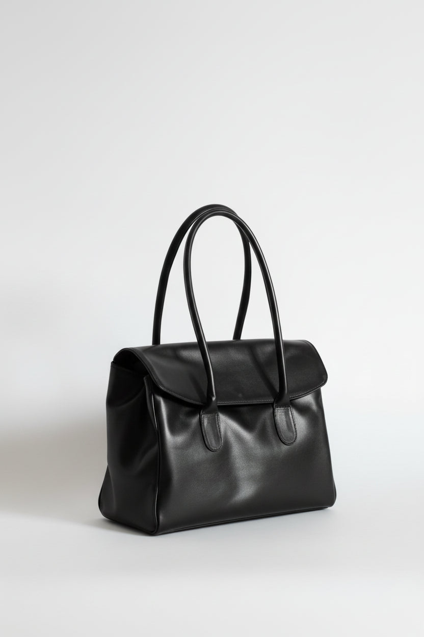 Cartera Cuero Genuino Laura Negra