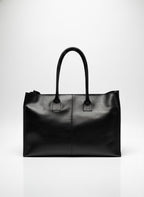 Cartera  Cuero Genuino Elena Negro Grande