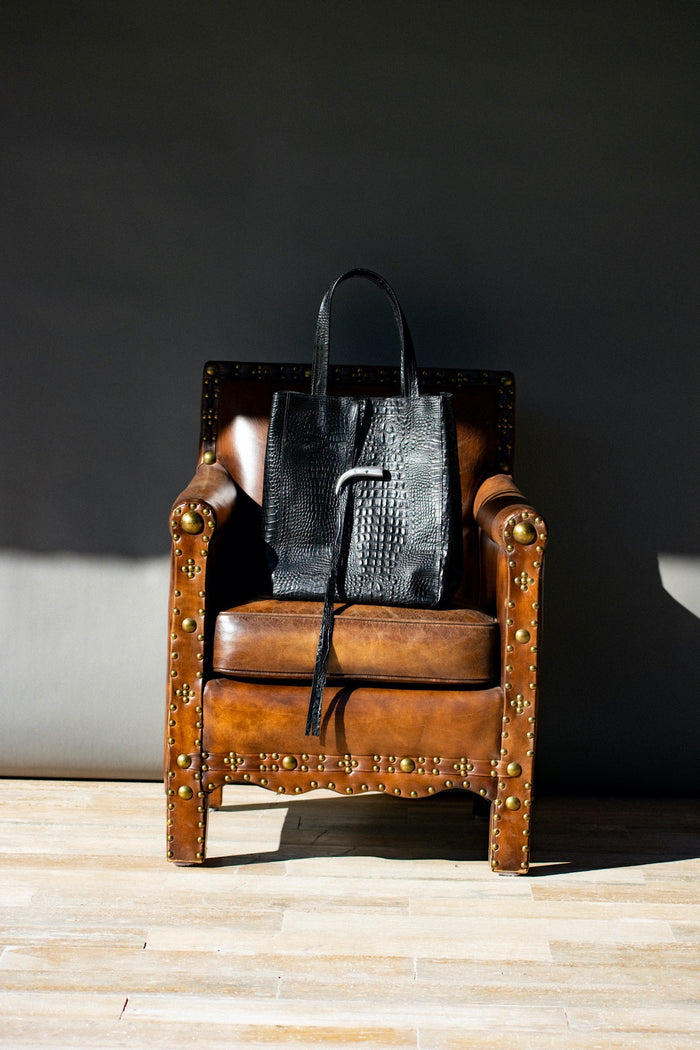 Cartera Cecilia Negro Croco