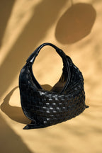 Cartera de Cuero Genuino Macarena Midi Negro