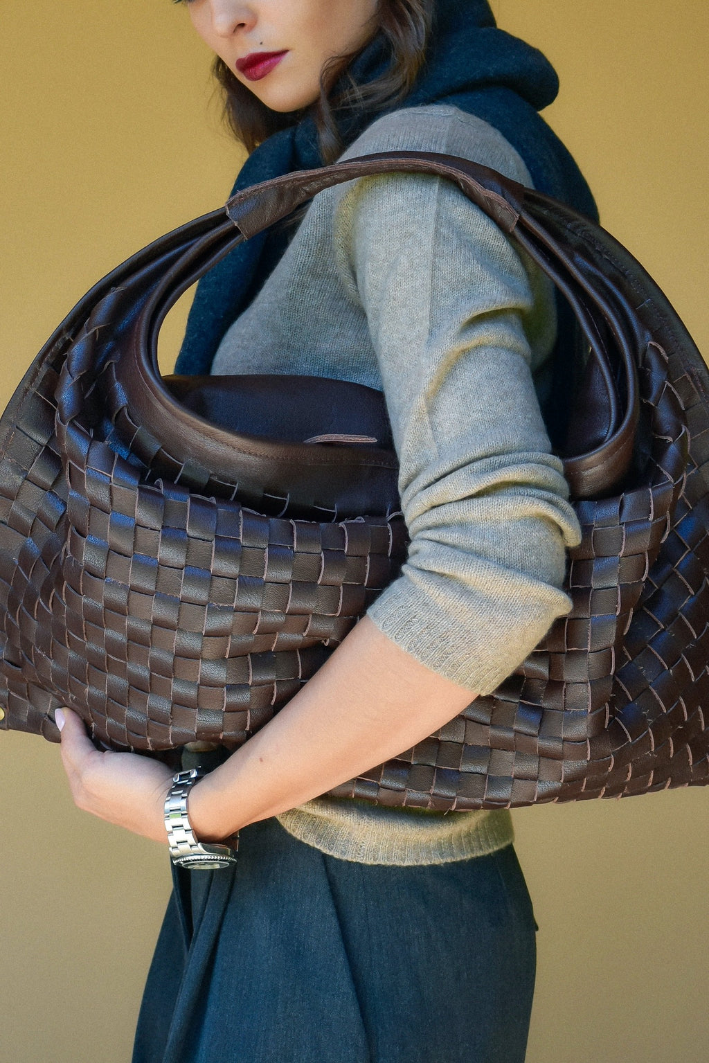 Cartera Cuero Genuino Macarena Maxi Chocolate