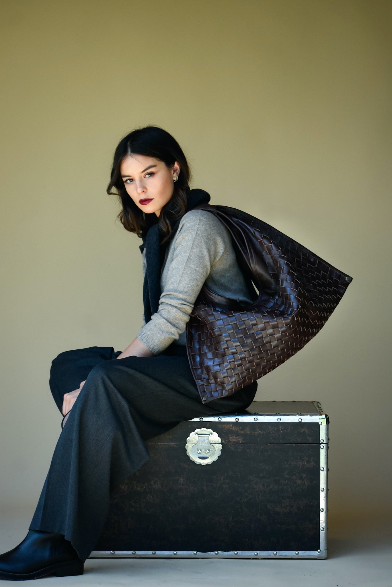 Cartera Cuero Genuino Macarena Maxi Chocolate