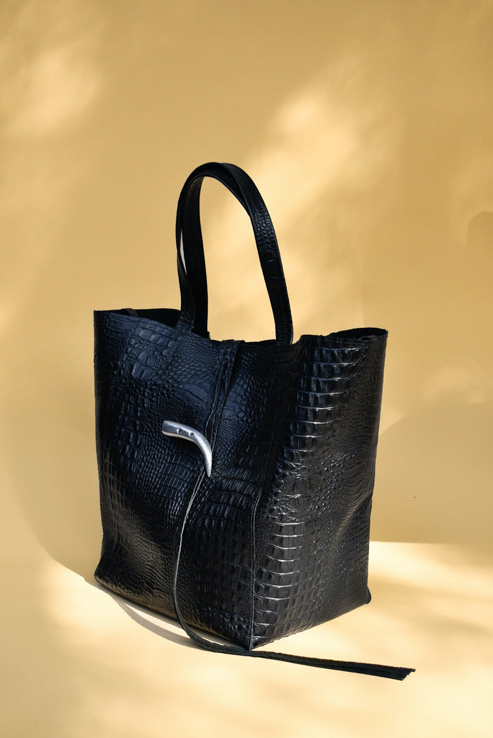 Cartera Cecilia Negro Croco