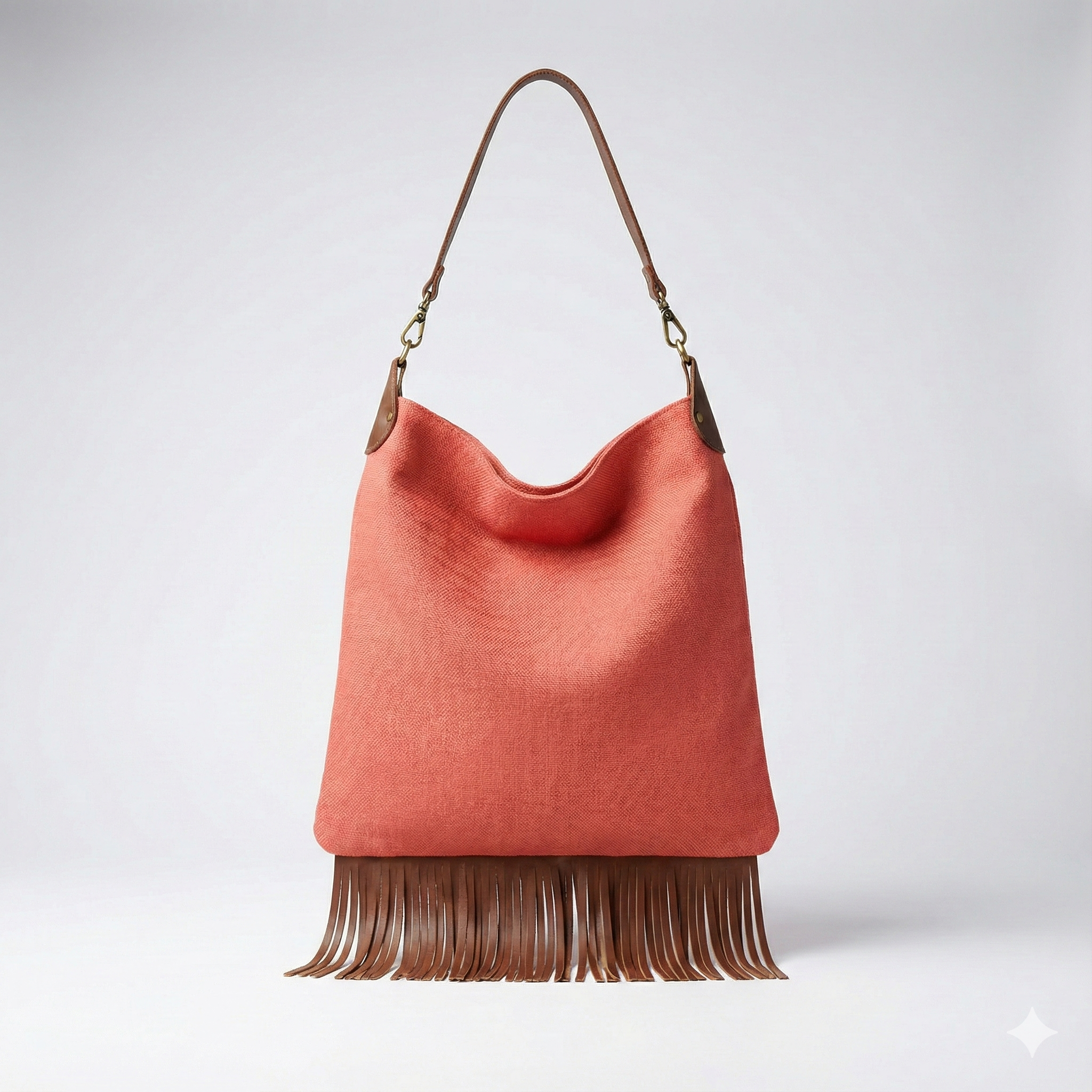 Cartera Tela y Cuero Nina Coral