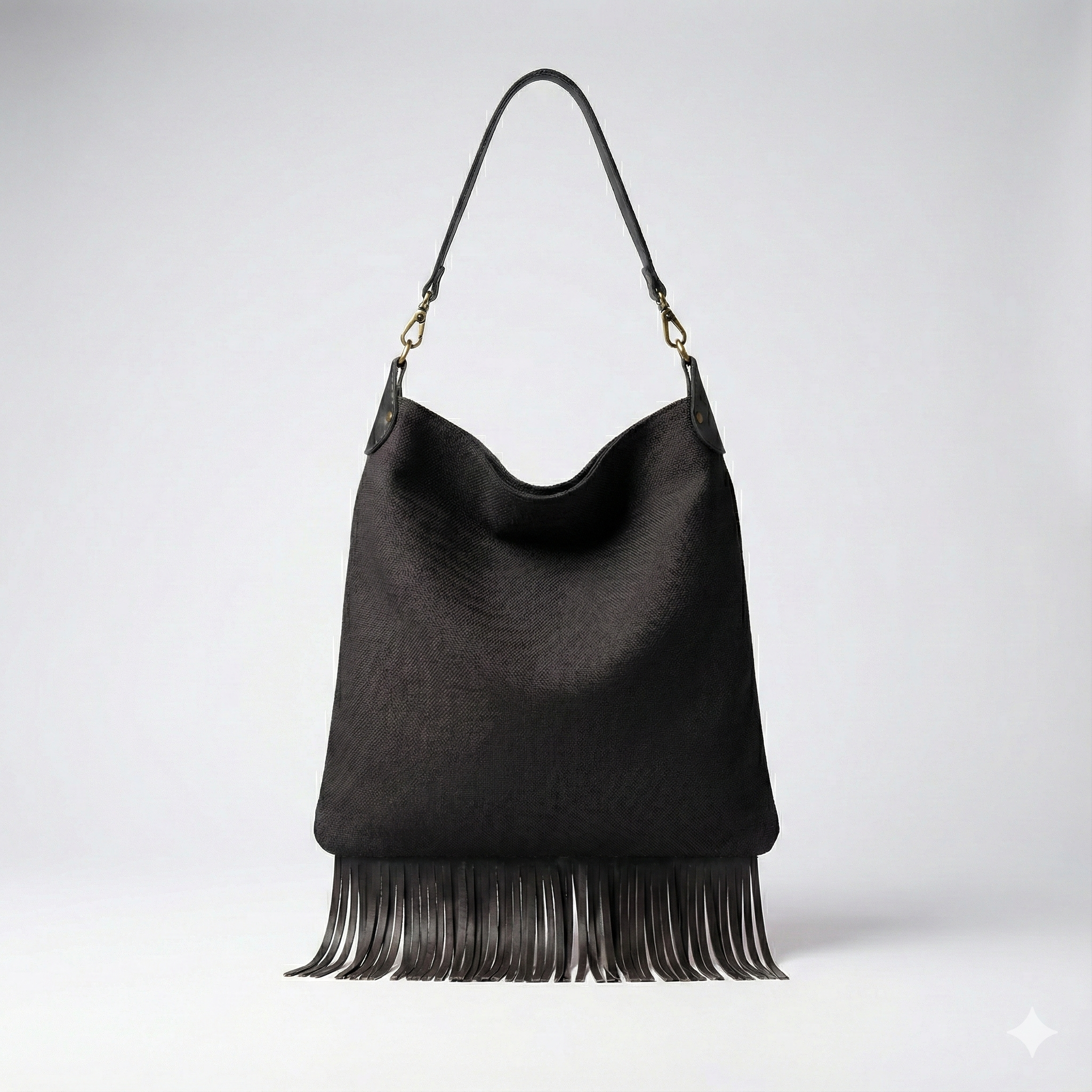 Cartera Tela y Cuero Nina Negro